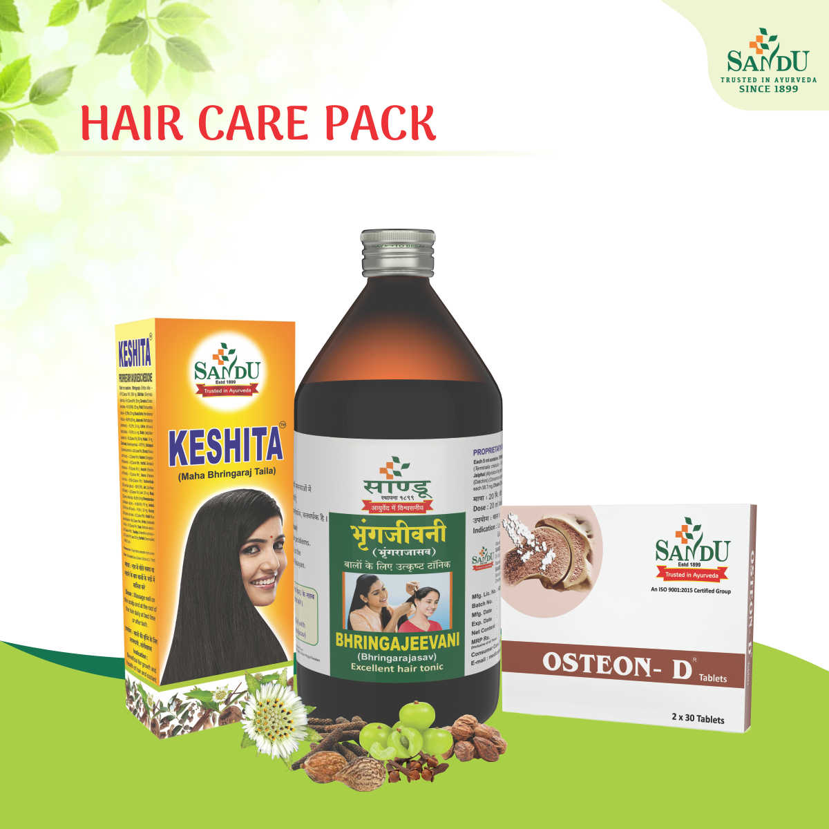 Hair Care Package (Bhringajeevani+Keshita+Osteon-D)